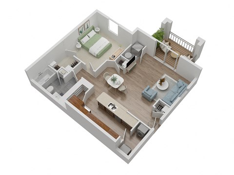 Floor plan for 1 bed, 1 bath, 860 sqft